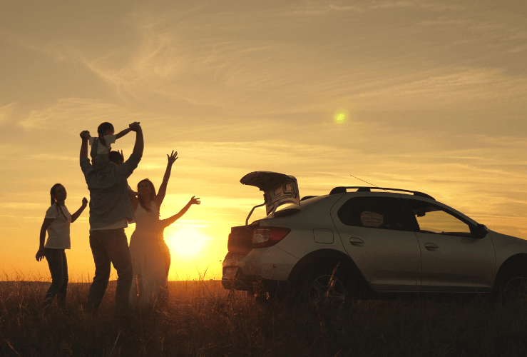 Family on eco-friendly road trip