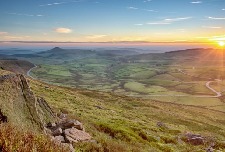 The cat and fiddle road in the Cheshire countryside