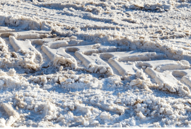 Tyre track in snow