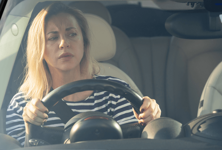 Lady driver worried about vehicle noises when accelerating