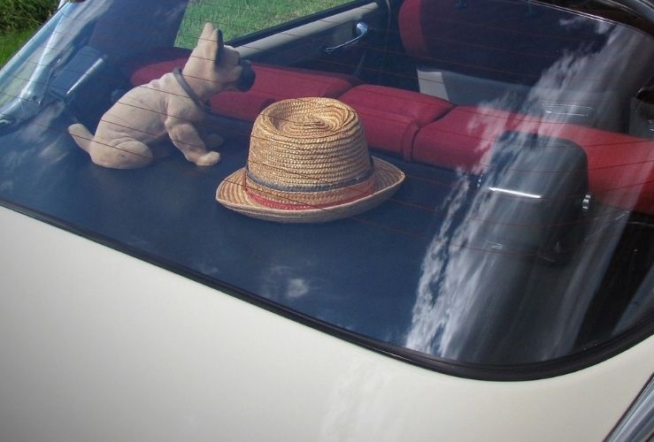 Nodding dog on car parcel shelf