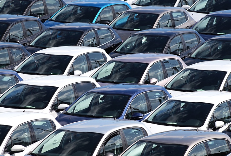 Fleet of cars parked 