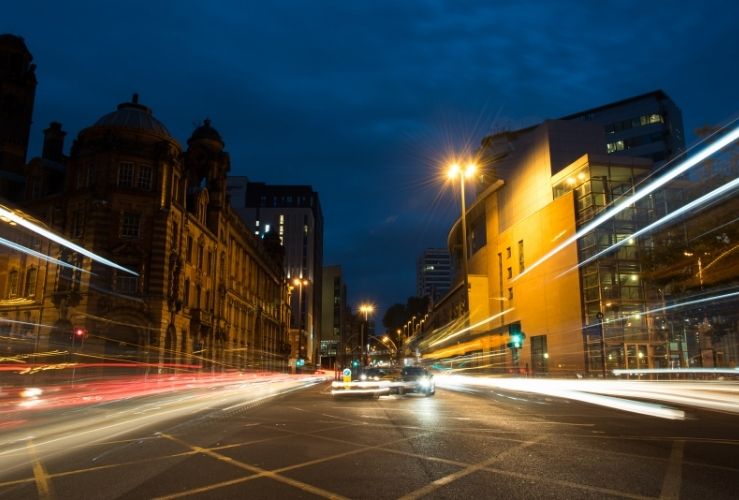 Cars in the street of Manchester City